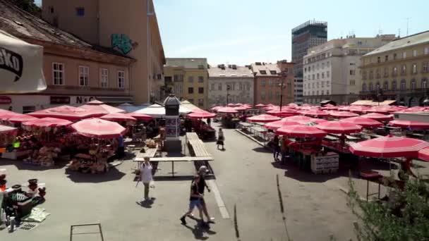 Dolac Market Zagreb Zagreb Central Market Farmer Market Center Zagreb — Vídeo de Stock