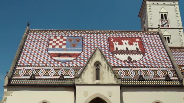 Mark Square Zagreb Markov Trade Church Mark Catholic Parish Church — Vídeos de Stock