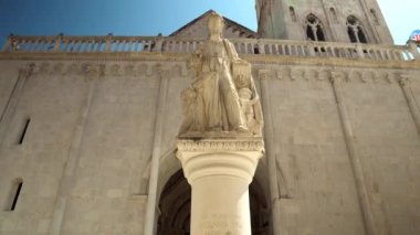 Cathedral of St. Lawrence in Trogir Croatia. Cathedral of the city of Trogir. Northern part of the main city square. Carved portal by Master Radovan. Cathedral chapel in Trogir