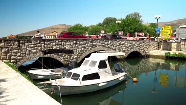 Panoramic View Sea City Trogir Large Yachts Pier Trogir Croatia — Vídeos de Stock