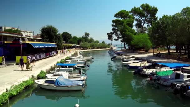 Panoramic View Sea City Trogir Large Yachts Pier Trogir Croatia — Αρχείο Βίντεο