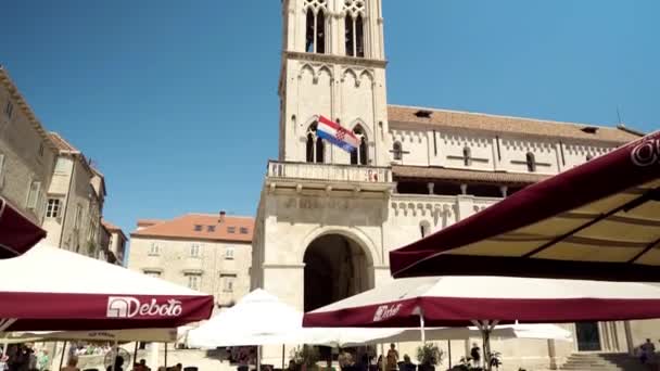 Katedra Wawrzyńca Trogirze Chorwacja Katedra Miasta Trogir Północna Część Głównego — Wideo stockowe