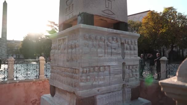Praça Sultanahmet Istambul Quadrado Hipódromo Colunas Obeliscos Erguidos Período Bizantino — Vídeo de Stock