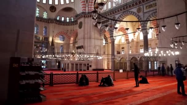 Сулеймания Стамбуле Мечеть Сулеймание Стамбул Мечеть Султана Сулеймана Великолепного Интерьер — стоковое видео