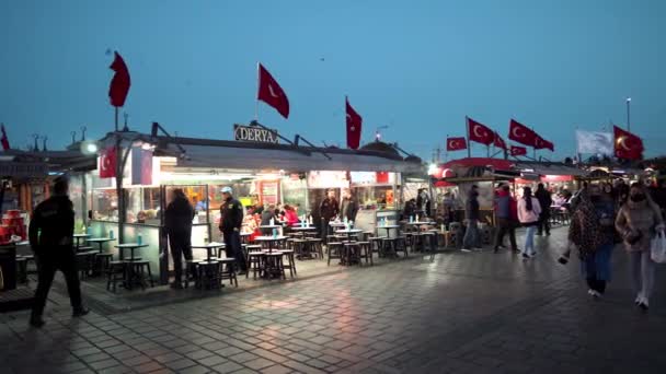 Street Food Istanbul Türken Verkaufen Streetfood Zentrum Istanbuls Türken Rösten — Stockvideo