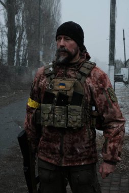 Hostroluchchya, Ukrayna: 7 Mart 2022: Ukrayna savunma ülkesinin askeri güçleri