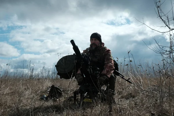 Hostroluchchchya Ukraine März 2022 Ukrainischer Territorialverteidigungskämpfer Mit Waffe — Stockfoto