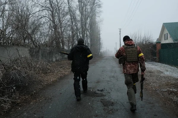 Hostroluchchya Ukraina Maret 2022 Prajurit Pertahanan Teritorial Desa Ukrainian — Stok Foto