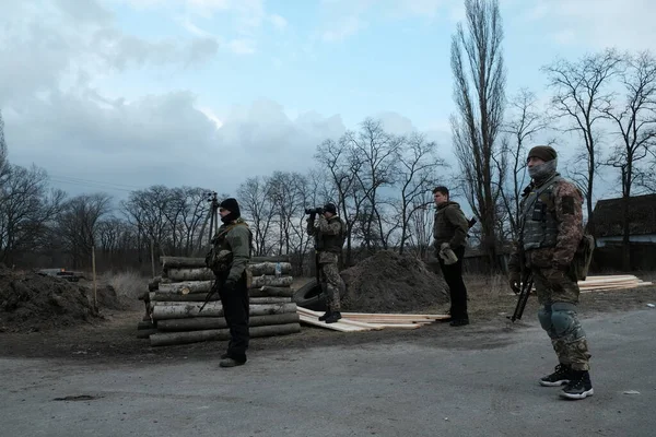 Hostroluchchchya Ukraine März 2022 Territoriale Verteidigungskämpfer Ukrainischem Dorf — Stockfoto