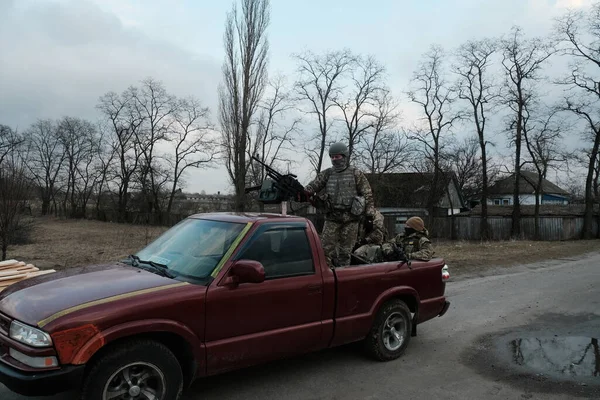 Hostroluchchya Ucrania Marzo 2022 Combatientes Defensa Territorial Aldea Ucraniana — Foto de Stock