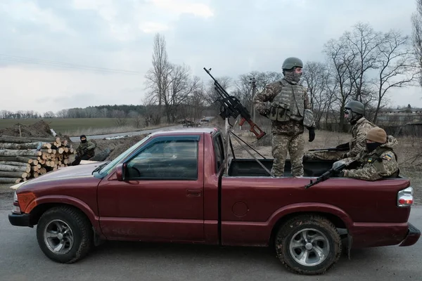 Hostroluchchya Ucraina Marzo 2022 Combattenti Difesa Territoriale Nel Villaggio Ucraino — Foto Stock