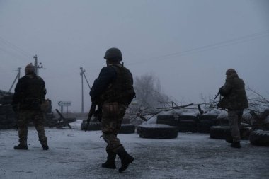 Hostroluchchya, Ukrayna: 8 Mart 2022: Ukrayna köyündeki bölgesel savunma savaşçıları