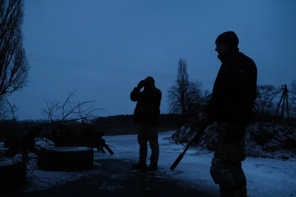 Hostroluchchya Ukraine March 2022 Early Morning Ukrainian Checkpoint — Photo