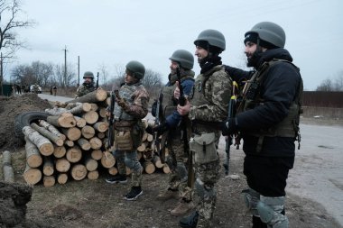 Hostroluchchya, Ukrayna: 8 Mart 2022: Ukrayna savunma ülkesinin askeri güçleri