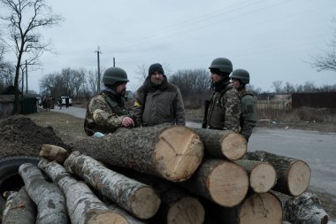 Hostroluchchya, Ukrayna: 8 Mart 2022: Ukrayna savunma ülkesinin askeri güçleri