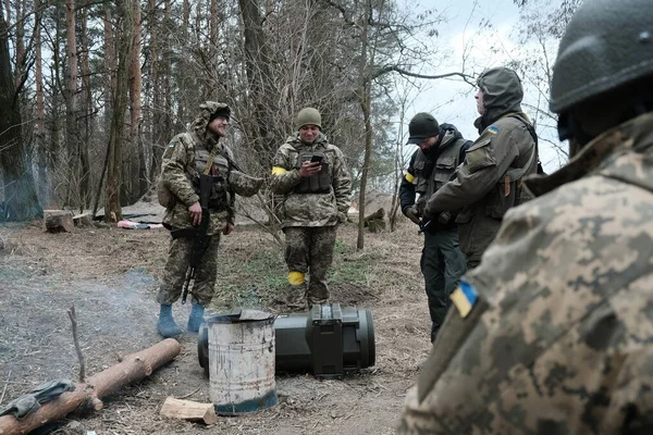 Hostroluchchya, Ukrayna: 8 Mart 2022: Ukrayna savunma ülkesinin askeri güçleri