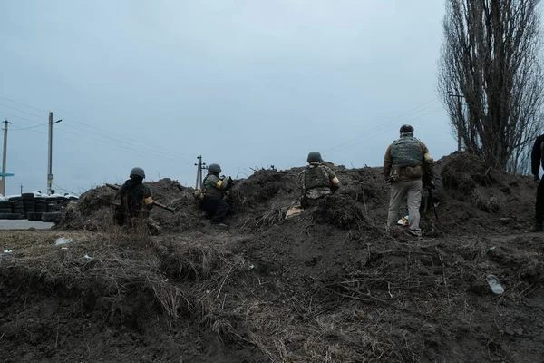 Hostroluchchya Ukraine March 2022 Ukrainian Territorial Defence Fighters — стоковое фото