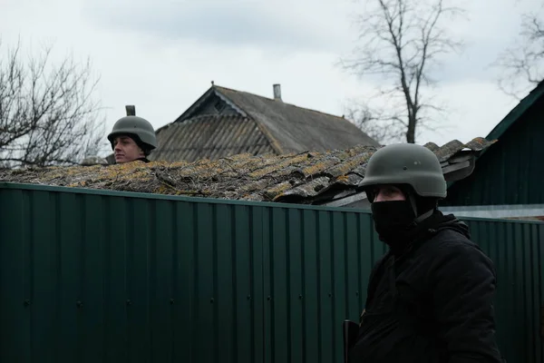 Hostroluchchya Ukraine March 2022 Ukrainian Territorial Defence Fighters — стокове фото