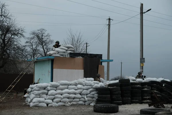 Hostroluchchchya Ukraine March 2022 Self Made Checkpoint Village — Бесплатное стоковое фото