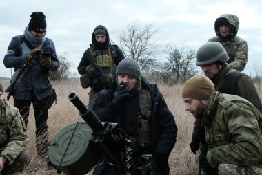 Hostroluchchya, Ukrayna: 8 Mart 2022: Ukrayna savunma ülkesinin askeri güçleri