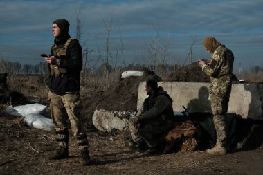 Hostroluchchya, Ukrayna: 14 Mart 2022: Ukrayna toprak savunma savaşçıları