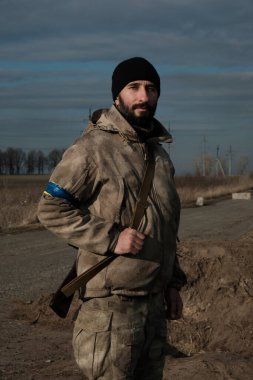 Hostroluchchya, Ukrayna: 13 Mart 2022: Ukrayna Toprak Savunma Savaşçısı