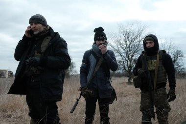 Hostroluchchya, Ukrayna: 14 Mart 2022: Ukrayna toprak savunma savaşçıları