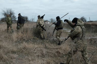Hostroluchchya, Ukrayna: 13 Mart 2022: Ukrayna savunma ülkesinin askeri güçleri