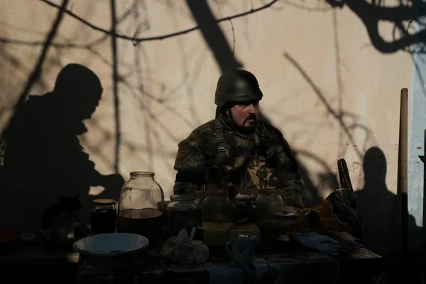 Hostroluchchya Ukraine March 2022 Territorial Defense Fighters Ukrainian Village — Stok fotoğraf