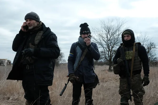 Hostroluchchya, Ukrayna: 14 Mart 2022: Ukrayna toprak savunma savaşçıları