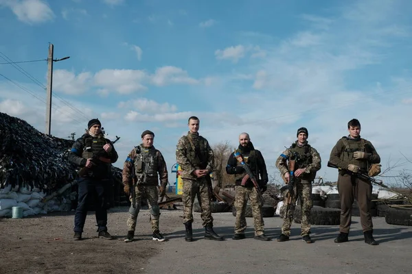Hostroluchya Ukraine Березня 2022 Українці Територіальної Оборони — стокове фото