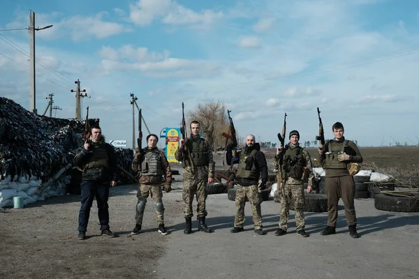 Hostroluchya Ukraine Березня 2022 Українці Територіальної Оборони — стокове фото