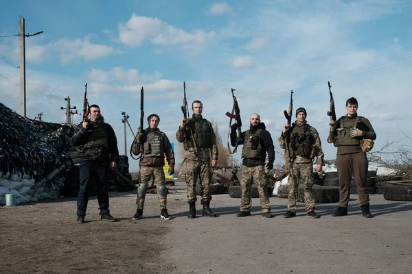 Hostroluchchya Ukraine March 2022 Ukrainian Territorial Defence Fighters — Stock Fotó