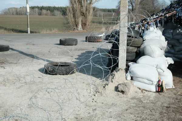 Hostroluchya Ukraine Березня 2022 Checkpoint Village — Безкоштовне стокове фото