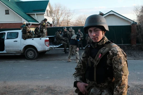 Hostroluchchya Ukraine March 2022 Ukrainian Territorial Defence Fighter Ammunition — стоковое фото