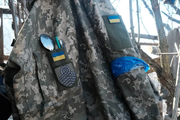 Hostroluchya Ukraine March 2022 Utensil Pocket Ukrainians Солдат — стокове фото