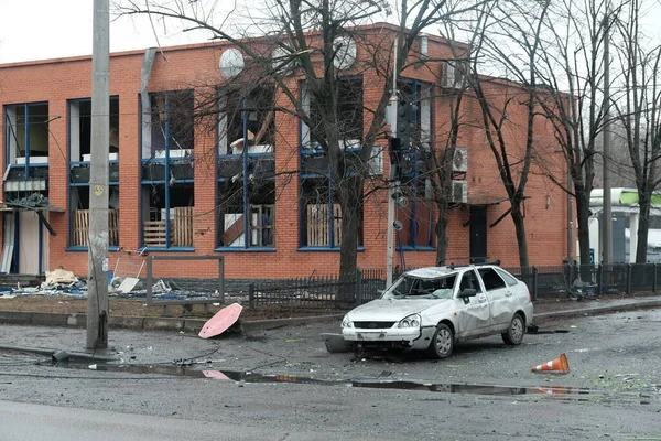 Kyjev Ukrajina Března 2022 Poškozeno Budovou Ruské Armády Kyjevě — Stock fotografie zdarma