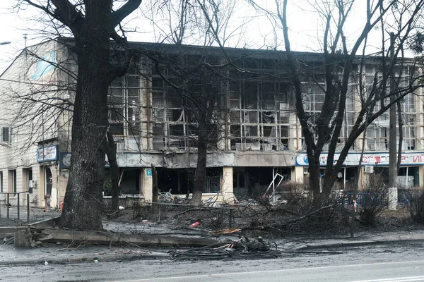 Kyiv Ukraine March 2022 Damaged Russian Army Building Kyiv  — 無料ストックフォト