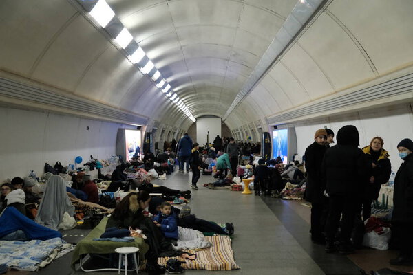 Kyiv Ukraine March 2022 Subway Station Serves Shelter Thousands People — Stock Photo, Image