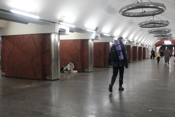 Kyiv Ukraine February 2022 Subway Station Serves Shelter Thousands People — Stock Photo, Image