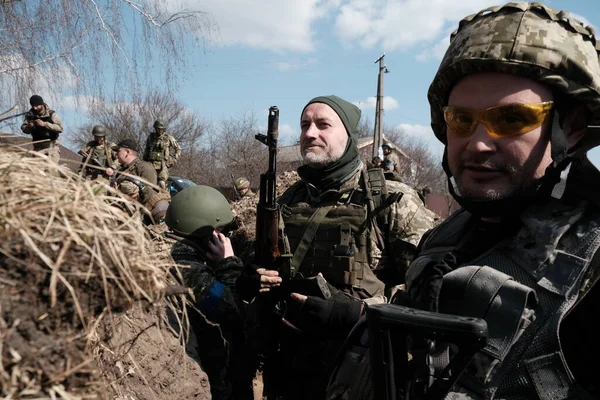 Lukaschi Ukraine März 2022 Ukrainische Territorialverteidigungskämpfer — Stockfoto