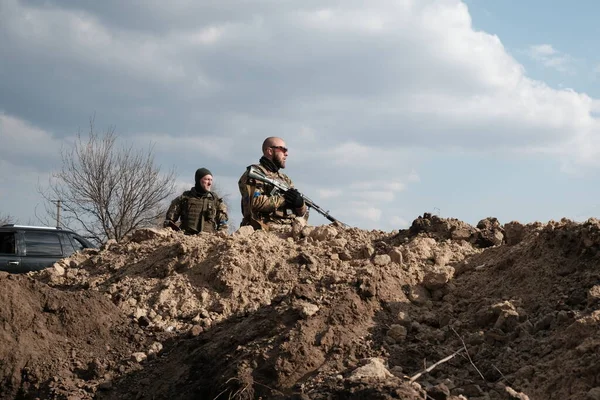 Łukaszi Ukraina Marca 2022 Ukraińscy Bojownicy Obrony Terytorialnej — Zdjęcie stockowe