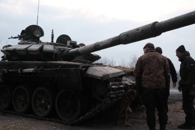 Lukyanivka, Ukrayna: 25 Mart 2022: Ukrayna toprak savunma savaşçıları