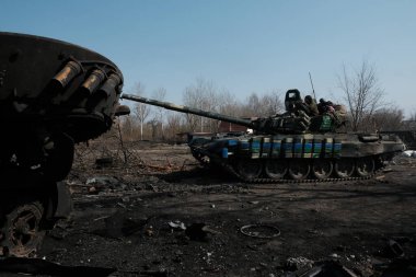 Lukyanivka, Ukrayna: 25 Mart 2022: Ukrayna toprak savunma savaşçıları