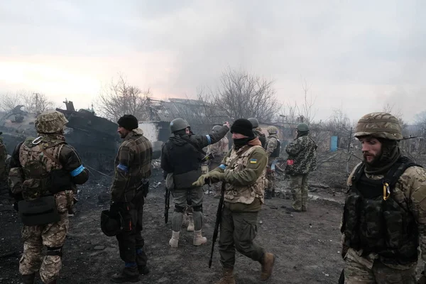 Lukyanivka Ukraine March 2022 Ukraian Territorial Defence Fighters — 图库照片