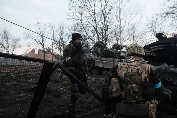 Lukyanivka Ukraine March 2022 Ukrainian Territorial Defence Fighters — Stock Photo, Image