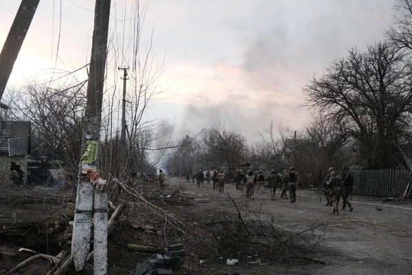 Lukyanivka Ukraine March 2022 Ukrainian Territorial Defence Fighters — стоковое фото