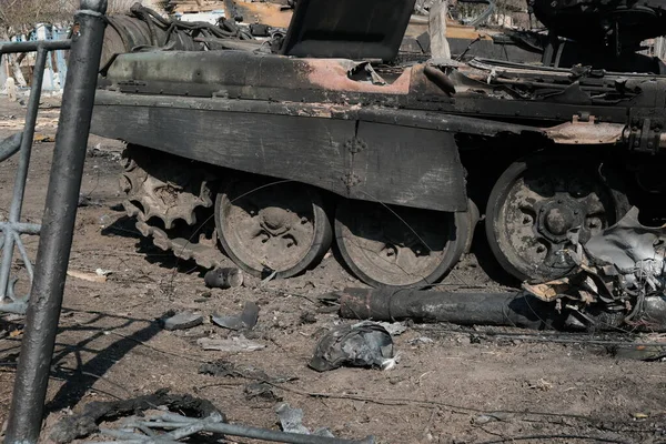 Lukyanivka Ukraine März 2022 Zerstörtes Russisches Militärfahrzeug — kostenloses Stockfoto