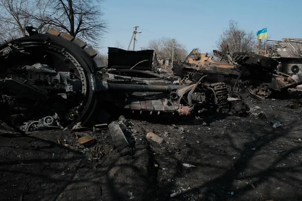 Lukyanivka Ucrania Marzo 2022 Vehículo Militar Ruso Destruido — Foto de stock gratuita