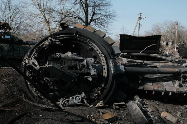 Lukyanivka Ukraine Mars 2022 Véhicule Militaire Russe Détruit — Photo gratuite